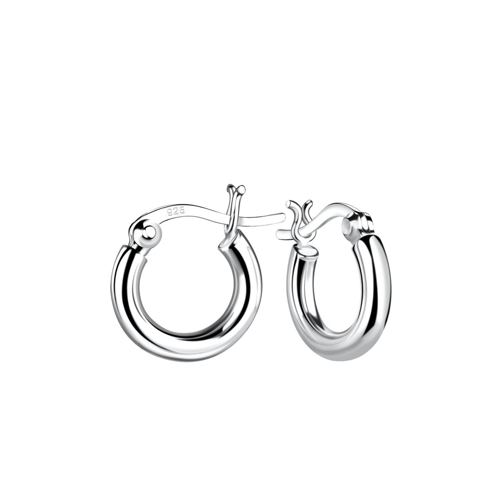 [10029628] 13mm Silver French Lock Hoop Earrings