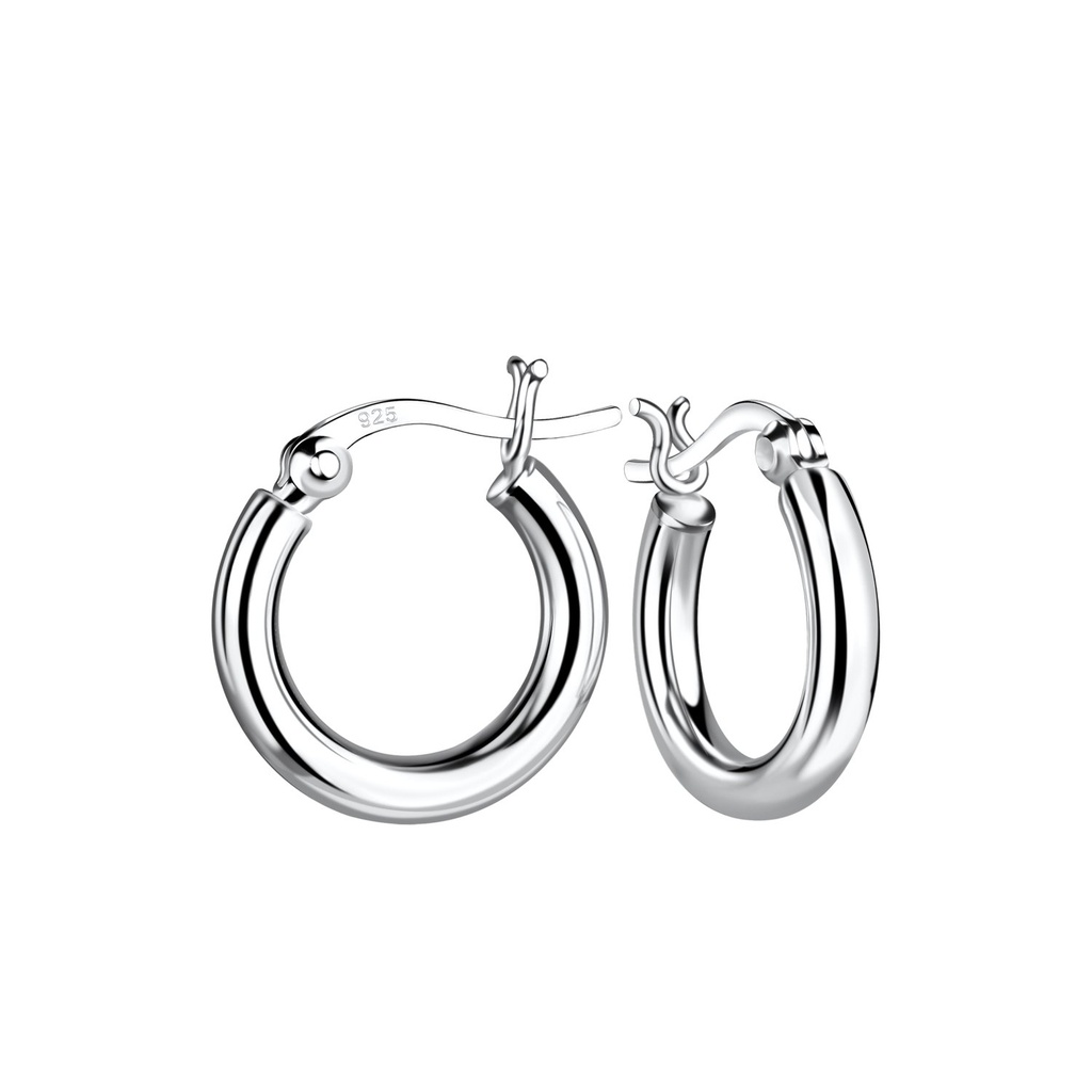 15mm Silver French Lock Hoop Earrings