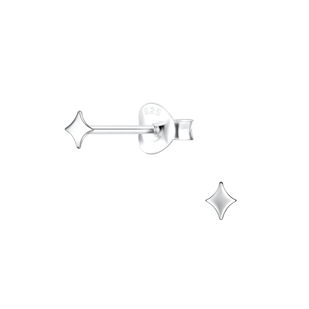 Silver Diamond Shaped Stud Earrings