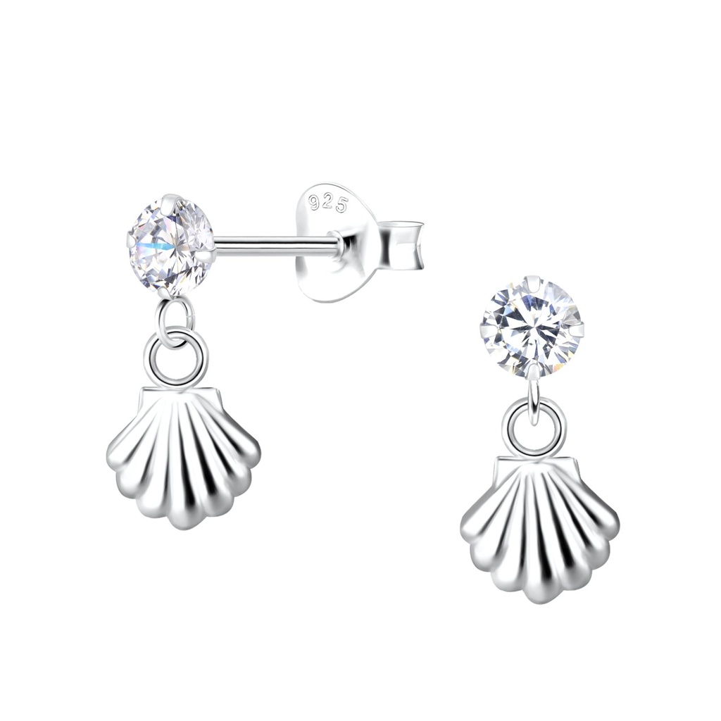 Silver Shell Stud Earrings