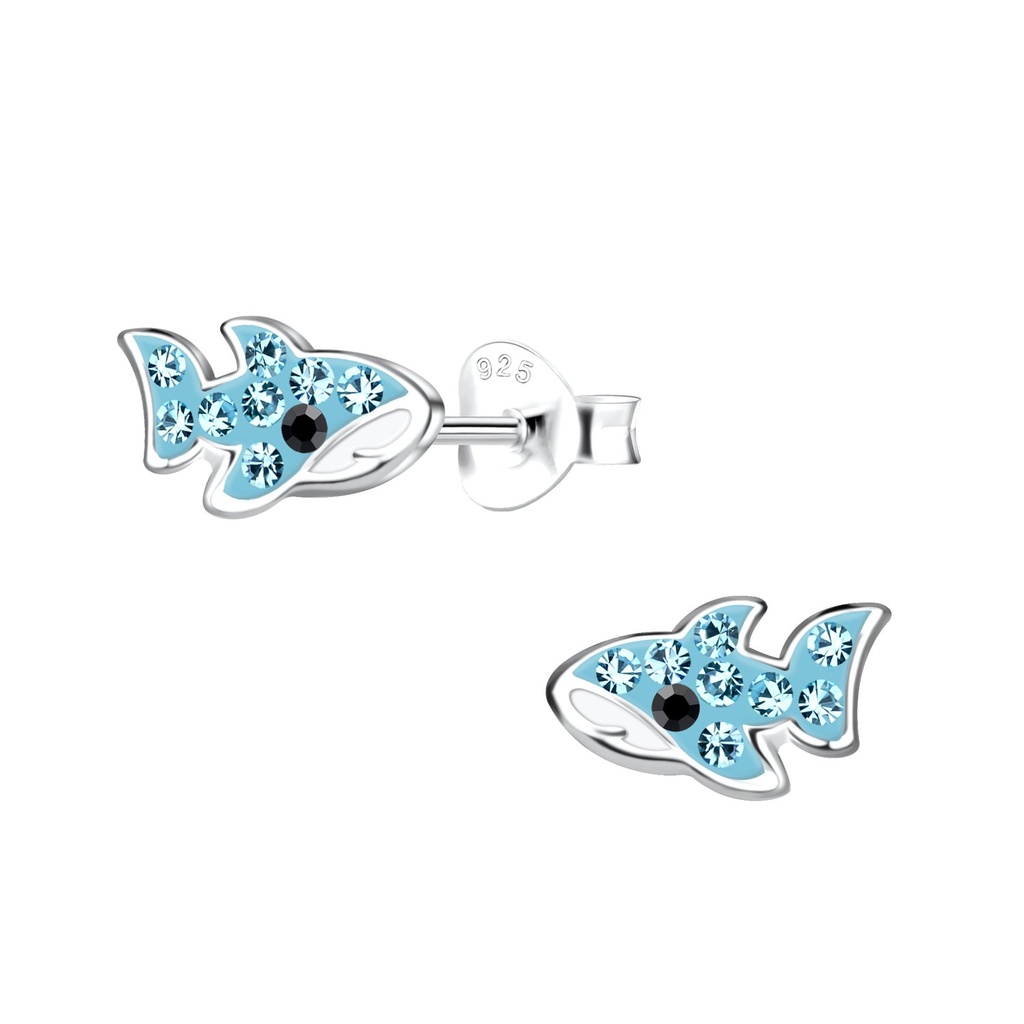 Puces d'oreilles requin en argent
