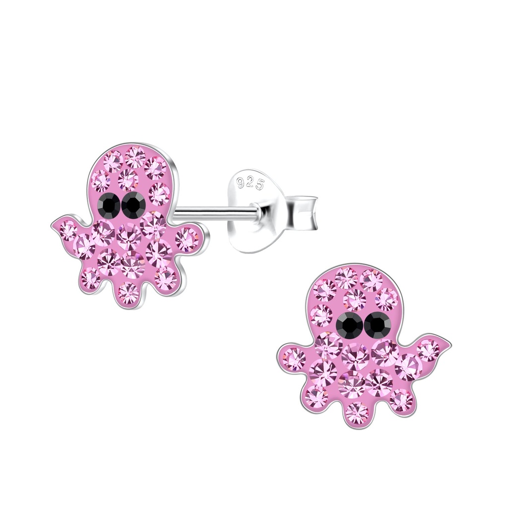 Puces d'oreilles pieuvre en argent