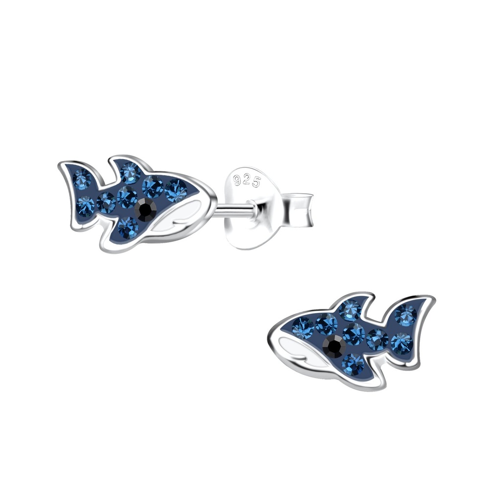 Silver Shark Stud Earrings