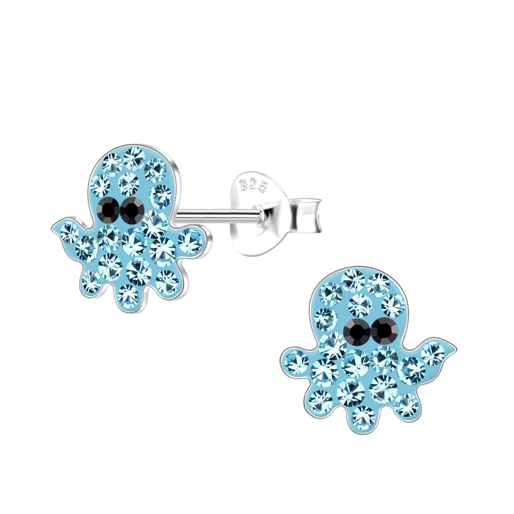 Silver Octopus Stud Earrings