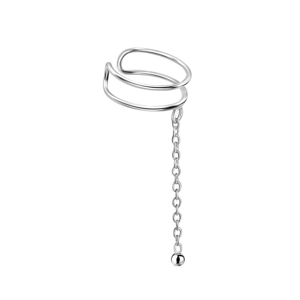 Ear cuff fil en argent avec boule pendante