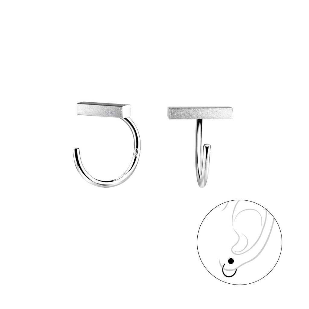 [10017301] Ear huggers barre en argent