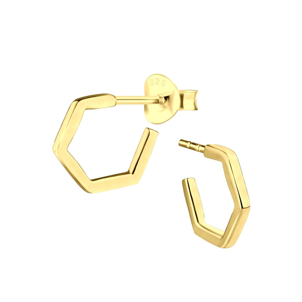 Silver Half Hoop Stud Earrings