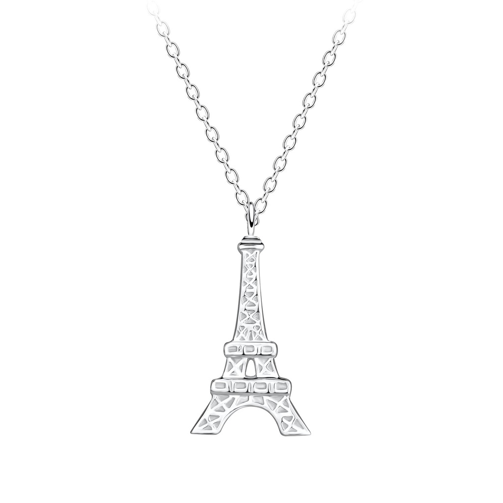 [10023325] Silver Eiffel Tower Necklace