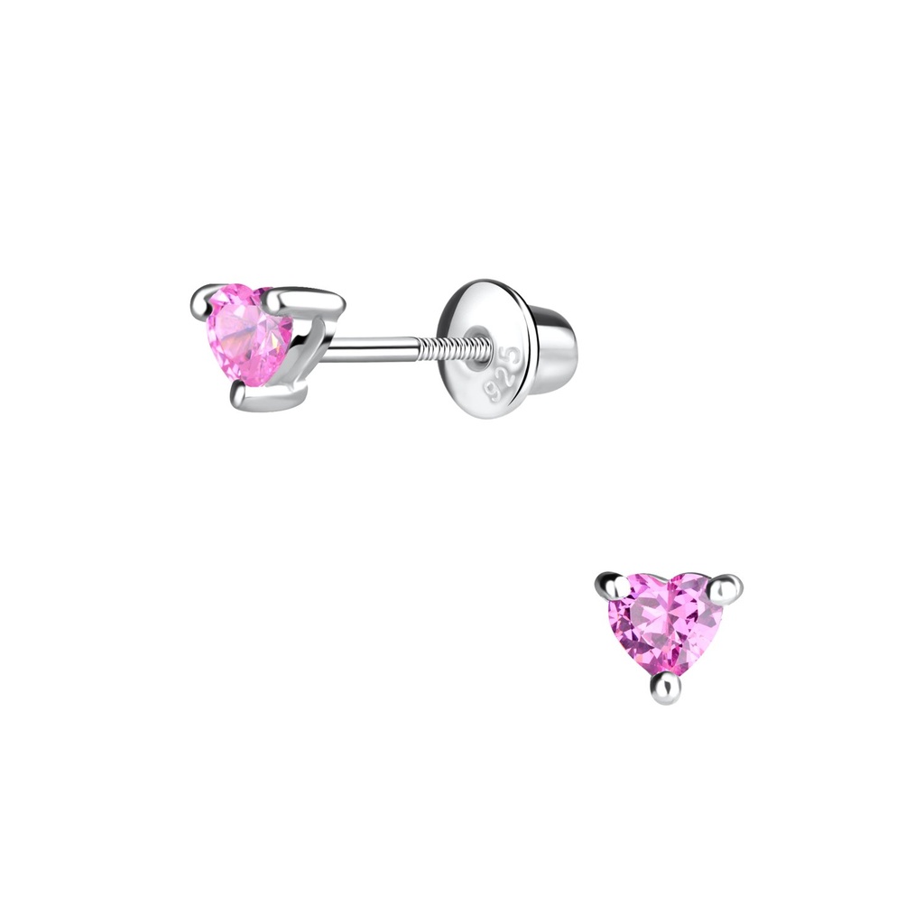 Boucles d'oreilles bullet à fermoir à vis cœur en argent