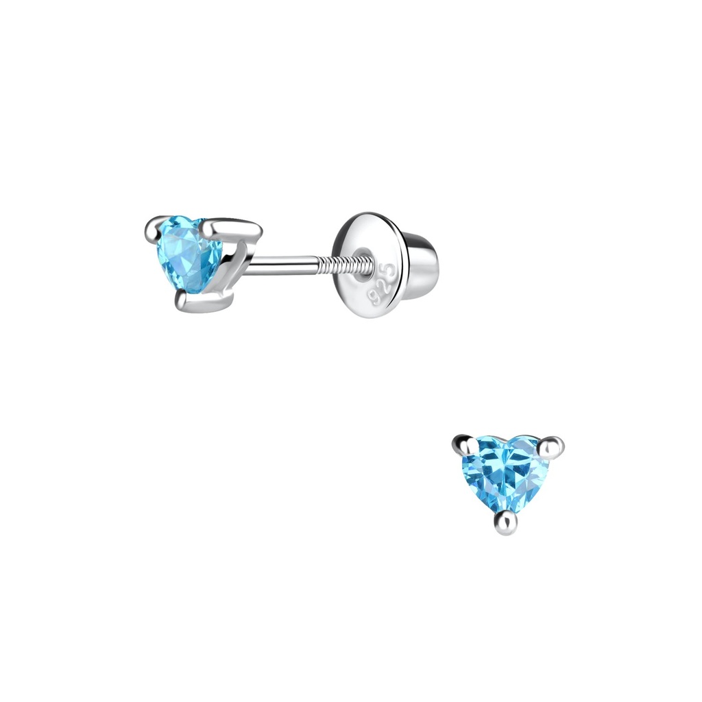 Silver Heart Screw Back Bullet Earrings
