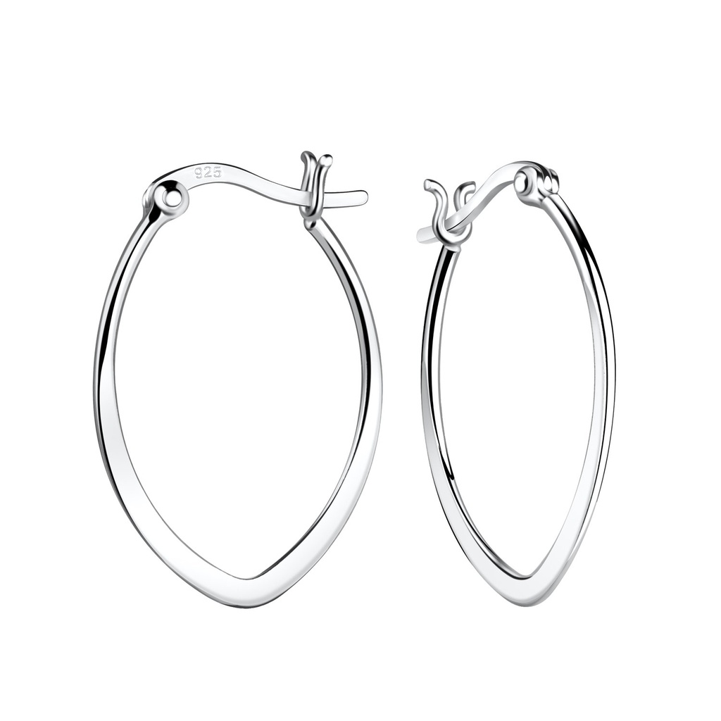 [10029769] Silver French Lock Hoop Earrings