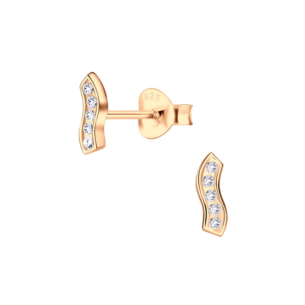 Silver Wave Stud Earrings