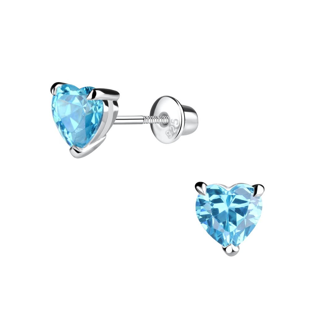 [10017589] Silver Heart Screw Back Bullet Earrings