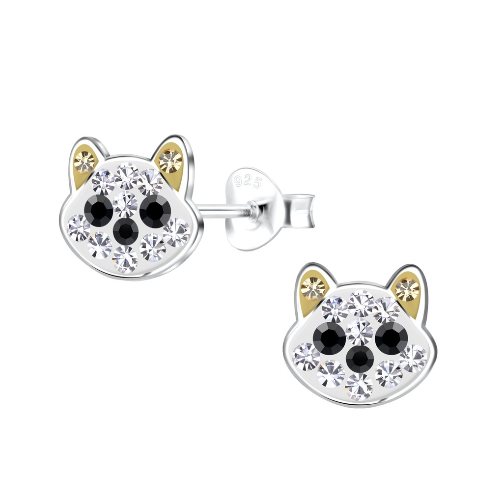 Silver Dog Stud Earrings