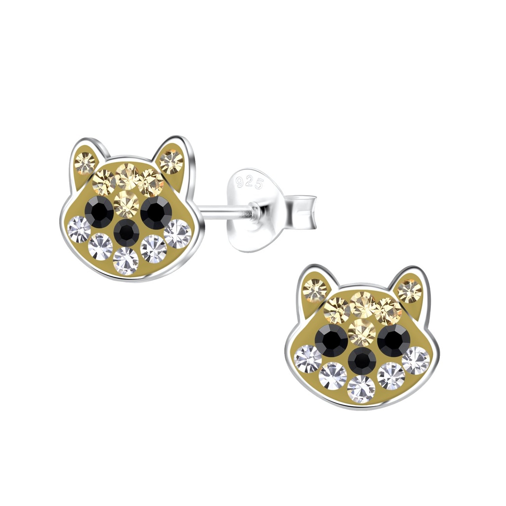 Silver Dog Stud Earrings