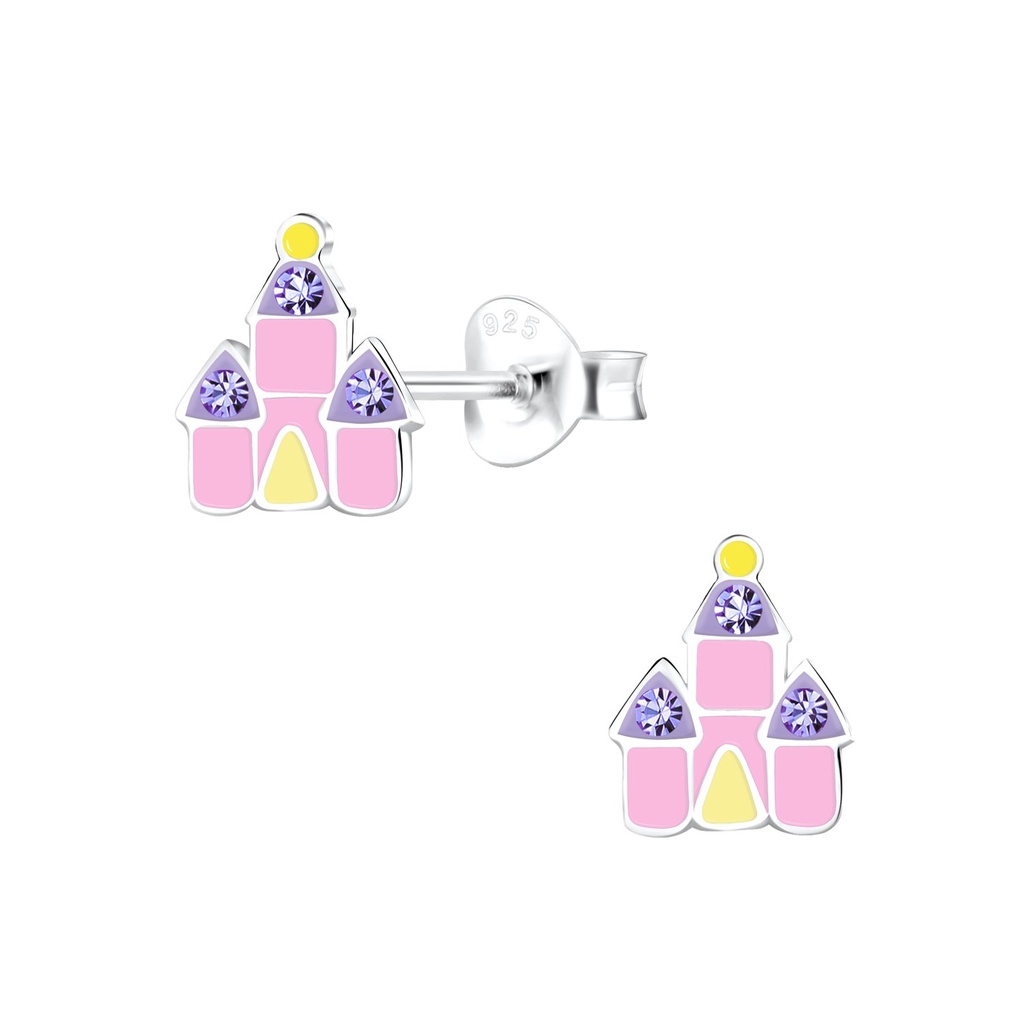 [10013963] Silver Castle Stud Earrings