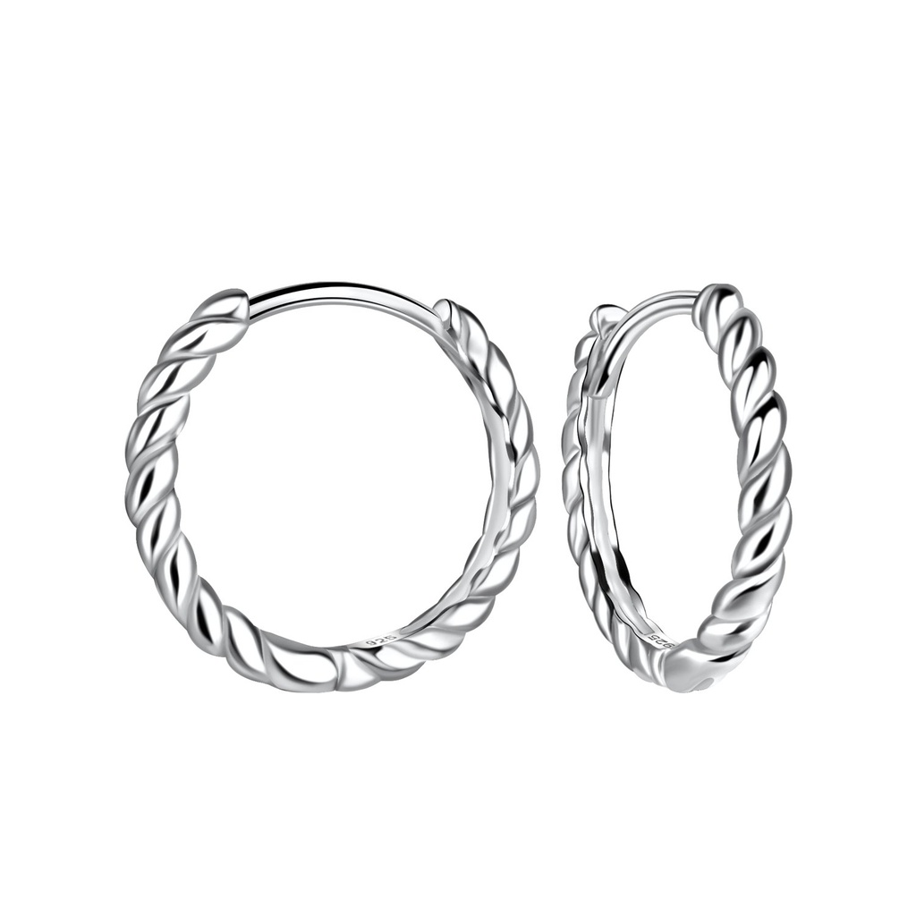 Créoles huggie torsadées en argent 16 mm