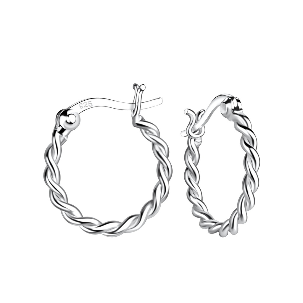 Créoles fermoir français torsadées en argent 13 mm