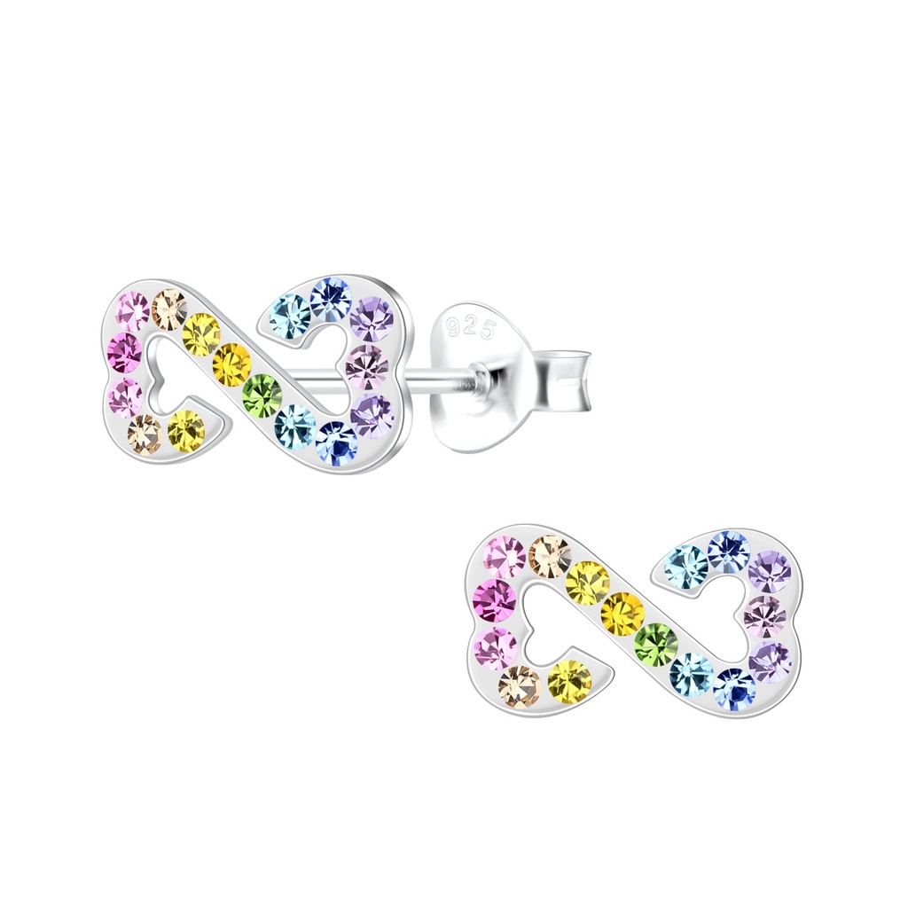 Silver Heart Infinity Stud Earrings