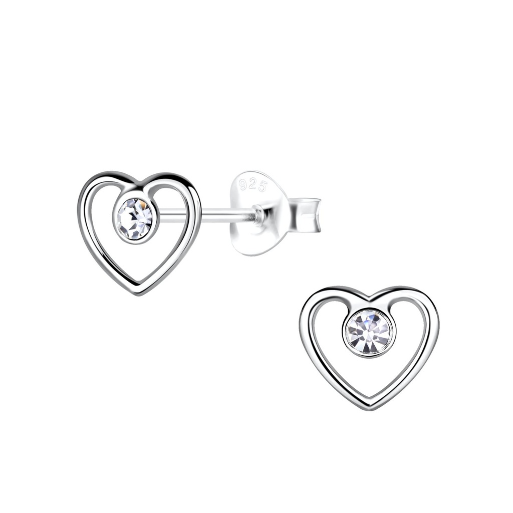 Silver Heart Stud Earrings
