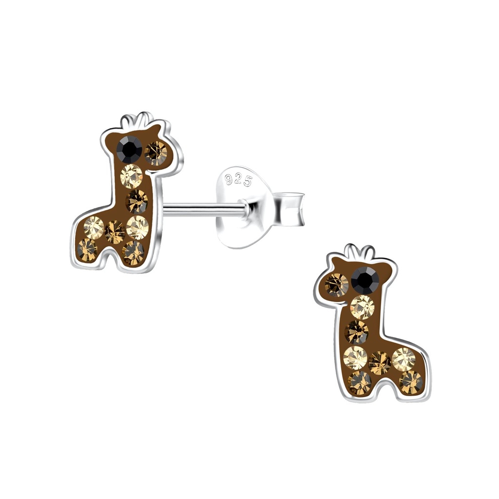 Silver Giraffe Stud Earrings