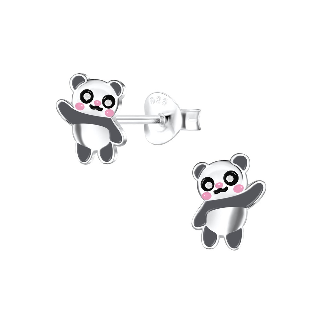 [10021912] Silver Panda Stud Earrings