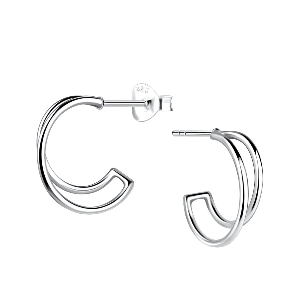 Puces d'oreilles demi-créole en argent