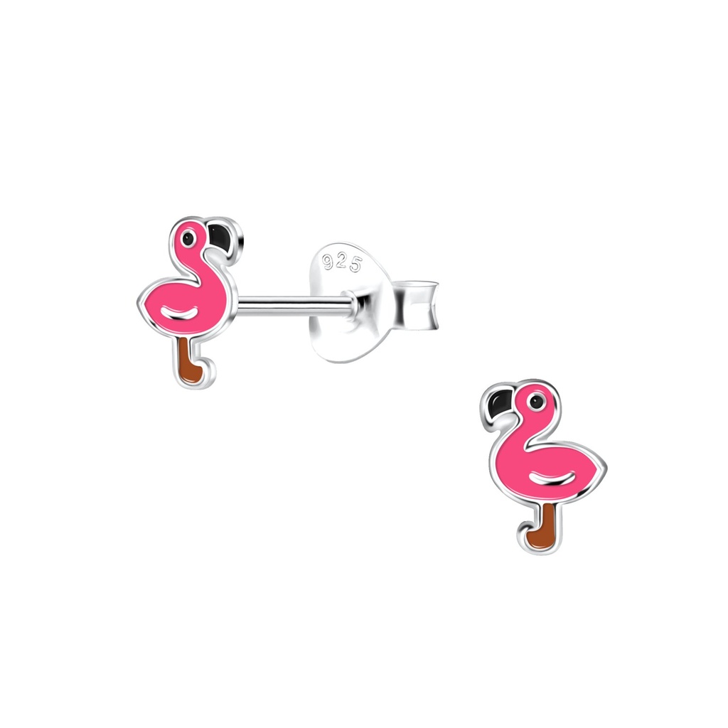 Silver Flamingo Stud Earrings