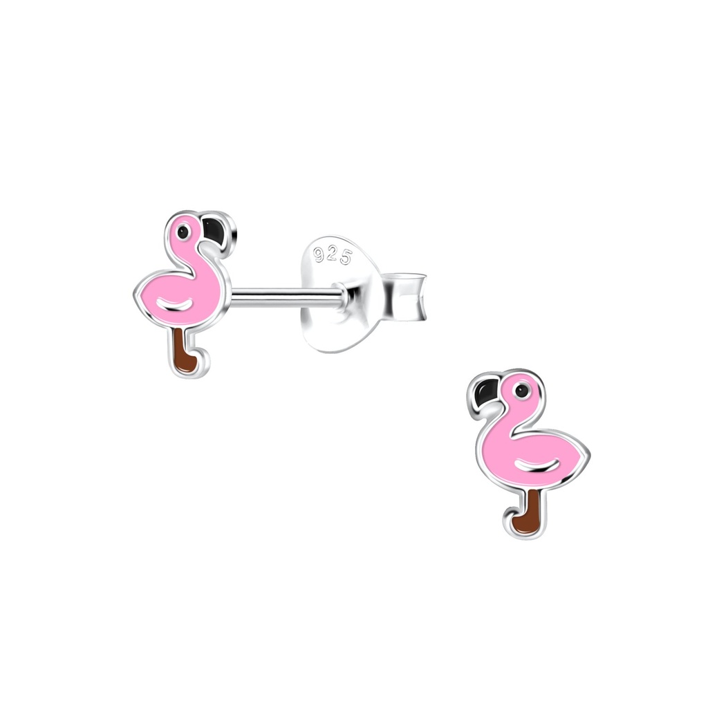 Puces d'oreilles flamant rose en argent