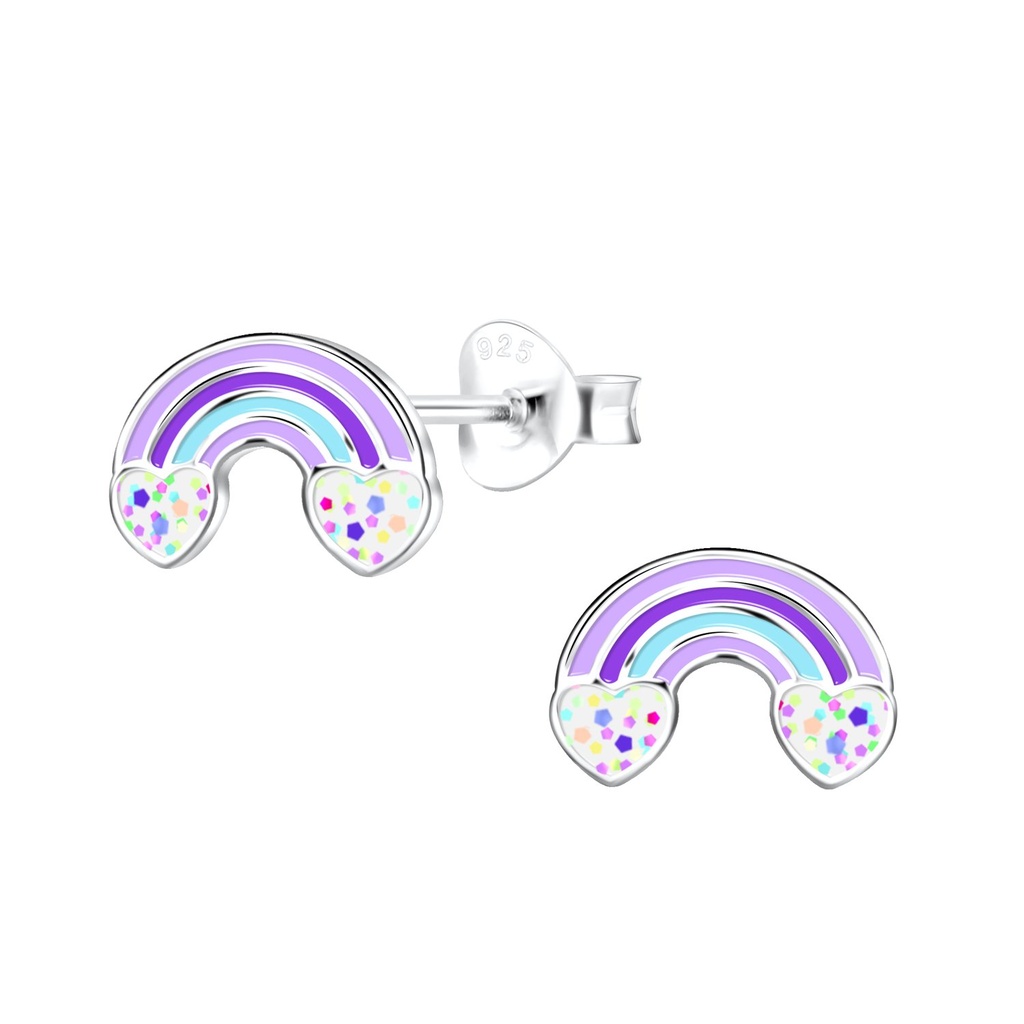 [10029182] Puces d'oreilles arc-en-ciel en argent