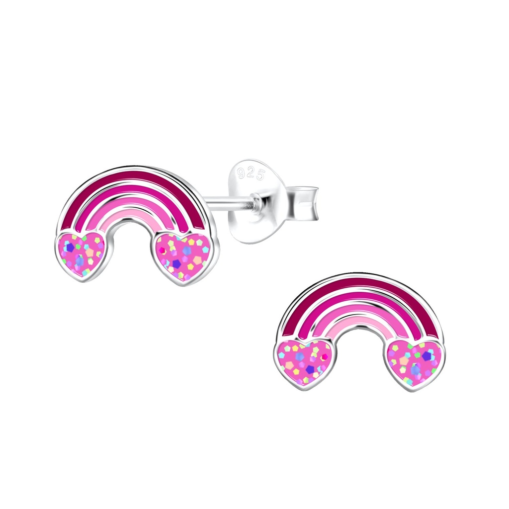 Puces d'oreilles arc-en-ciel en argent