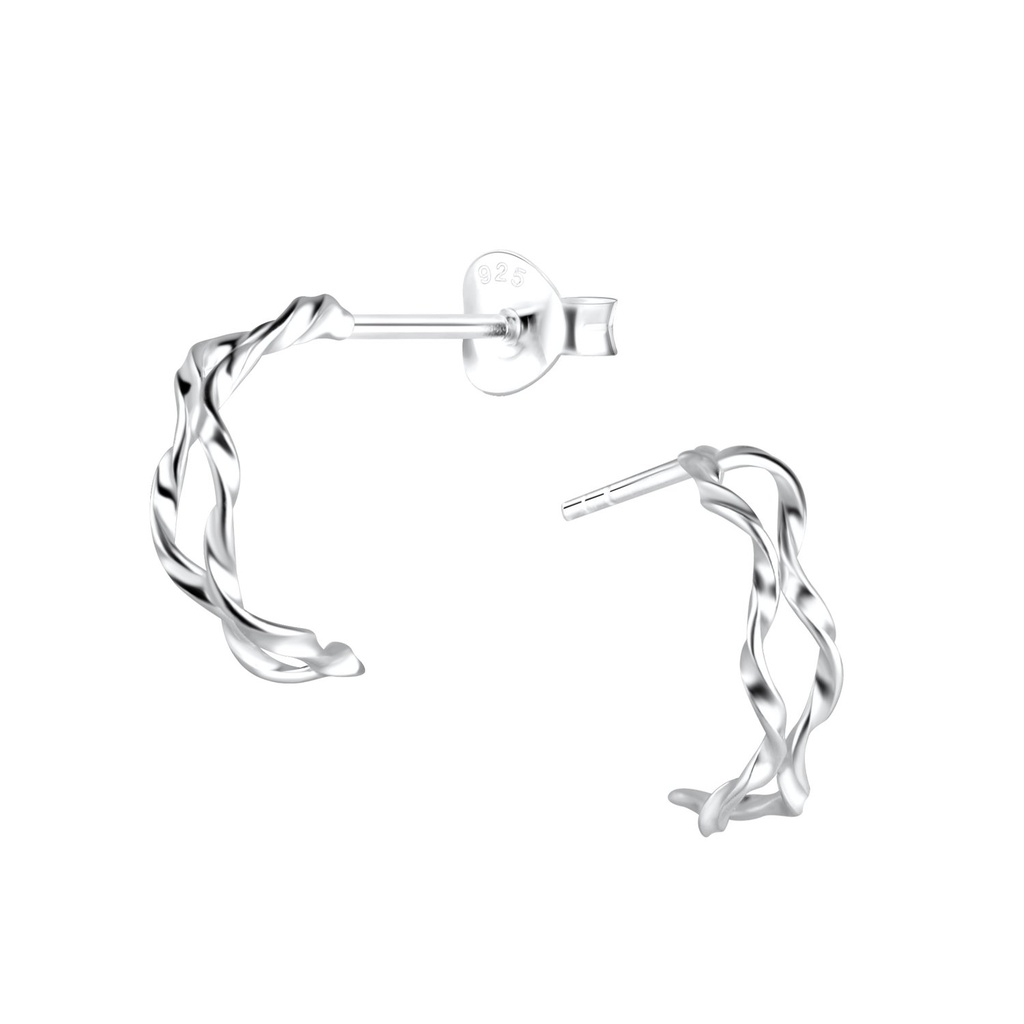 Silver Twisted Stud Earrings