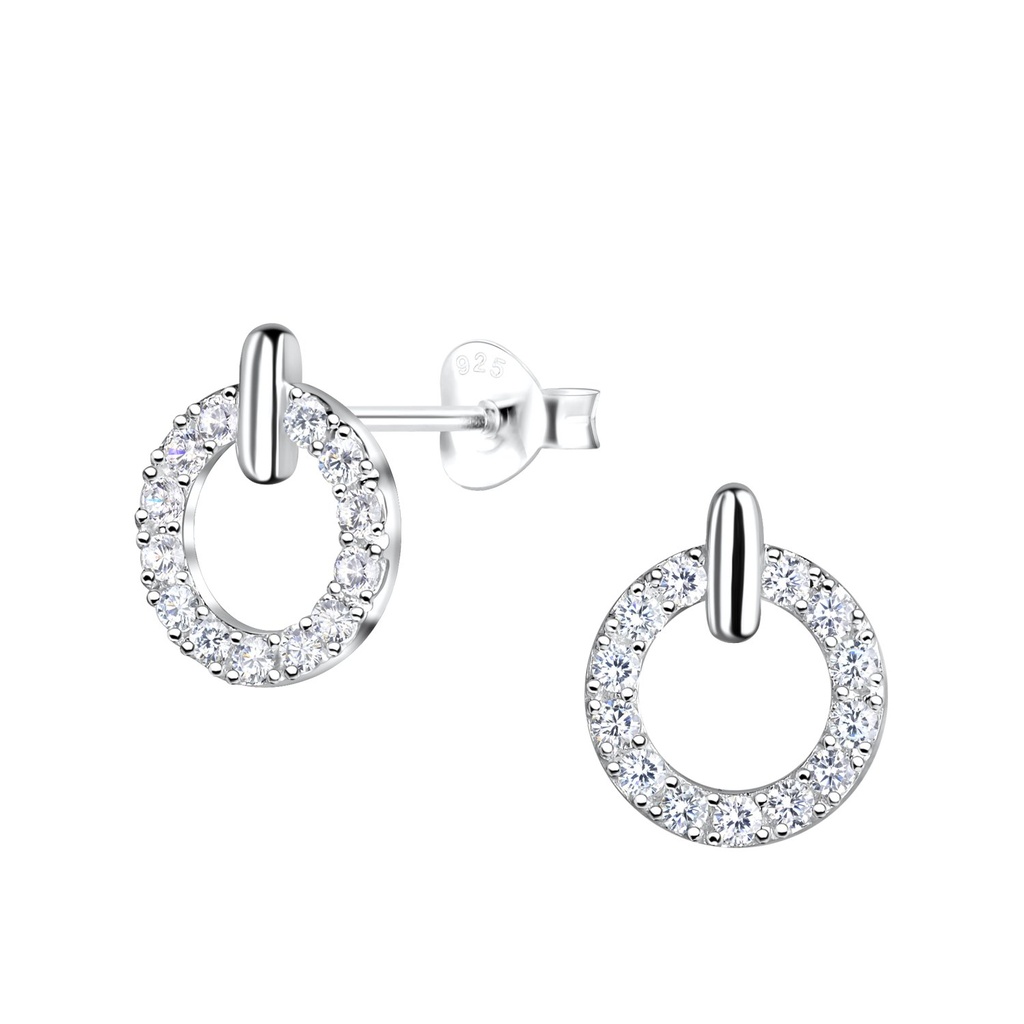 Silver Geometric Stud Earrings