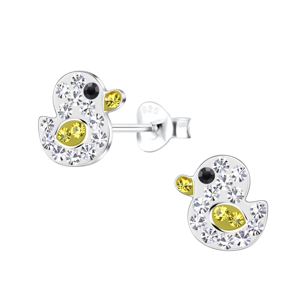 Silver Duck Stud Earrings