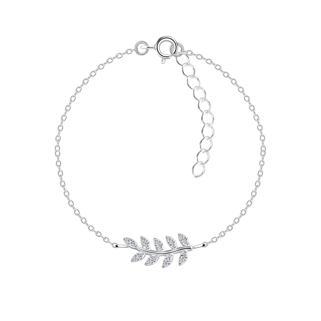 Bracelet feuille olive en argent