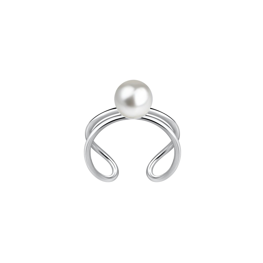 [10023837] Silver Wire Ear Cuff with 4mm Pearl