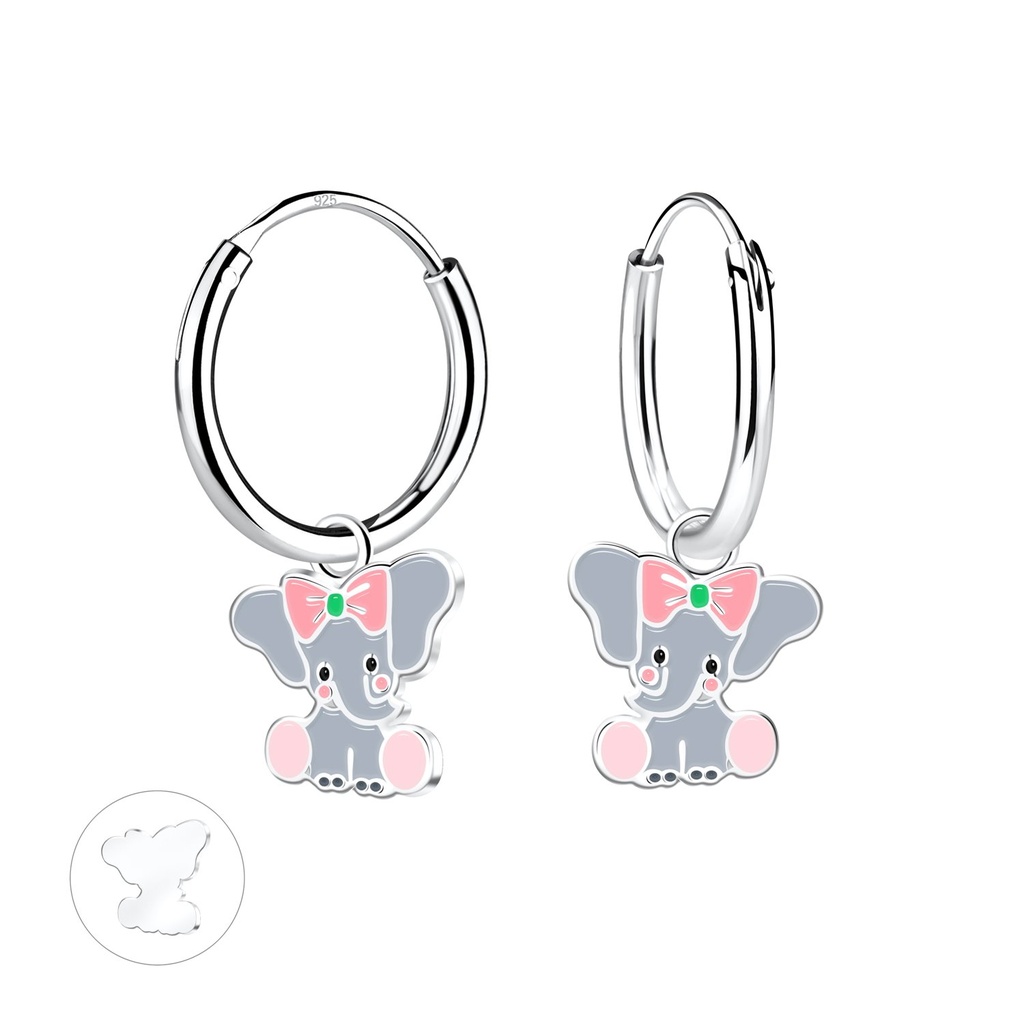Créoles breloque éléphant en argent