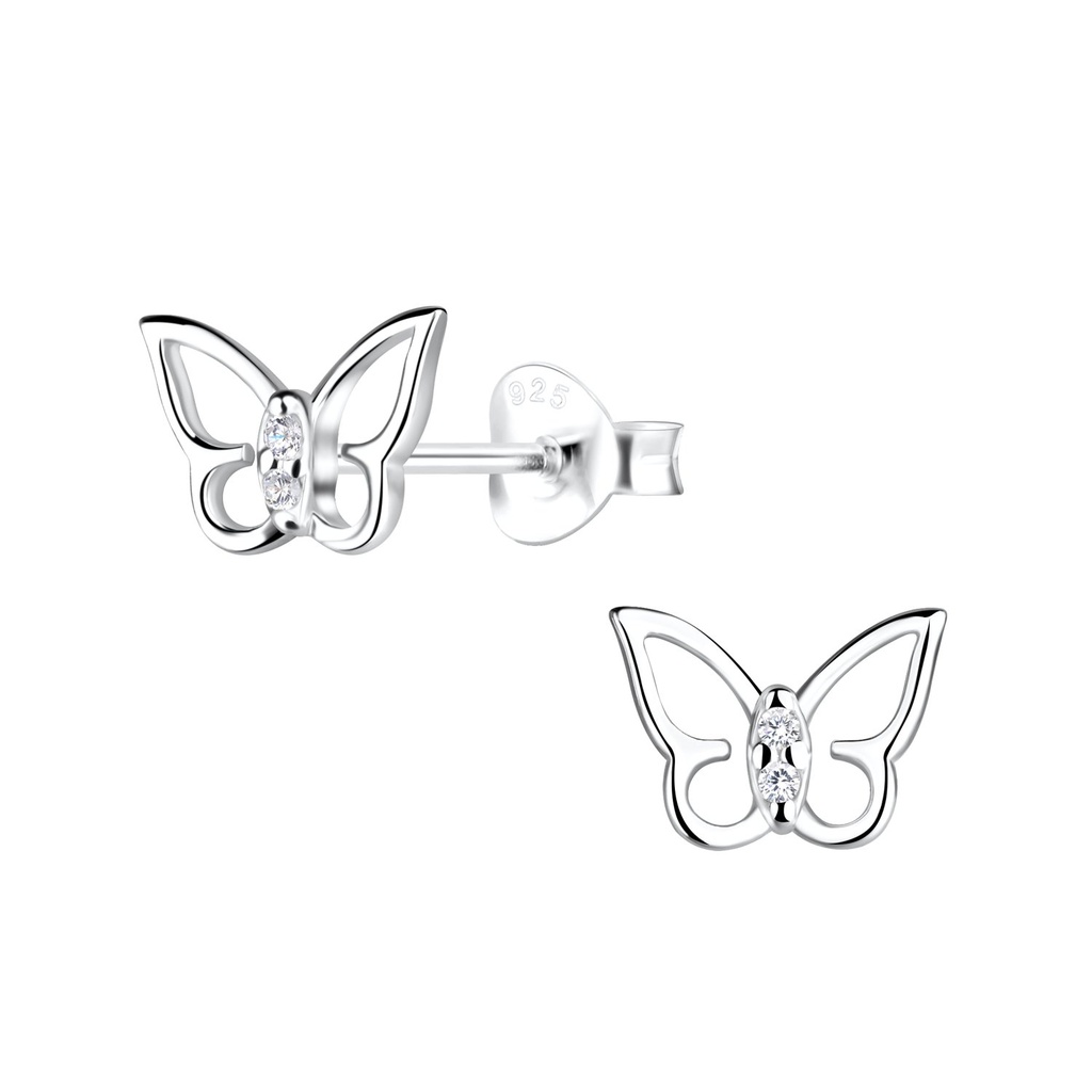 Puces d'oreilles papillon en argent