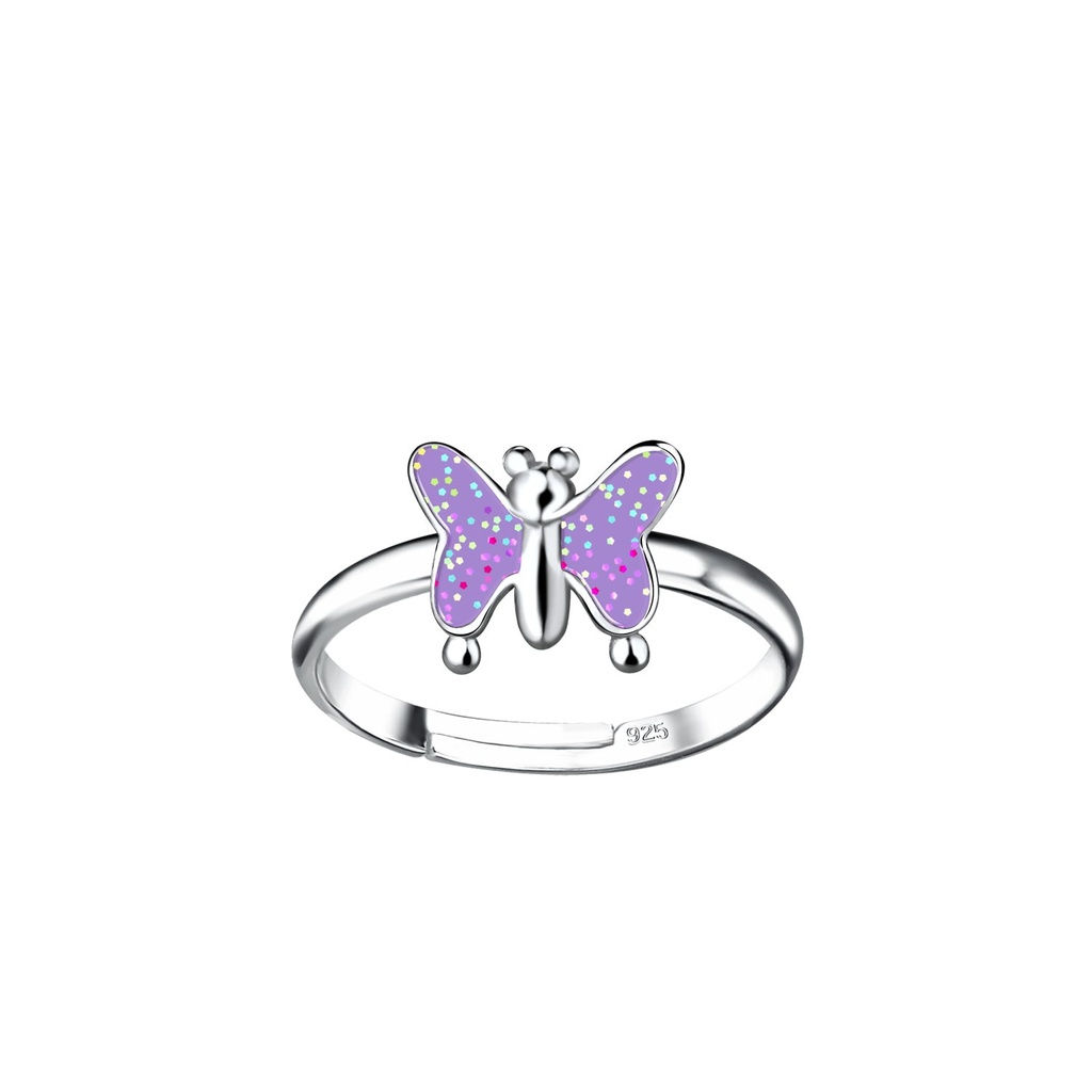 Bague réglable papillon en argent