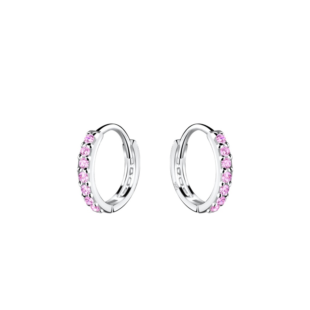[10023085] Créoles huggie en argent 10 mm (Pink)