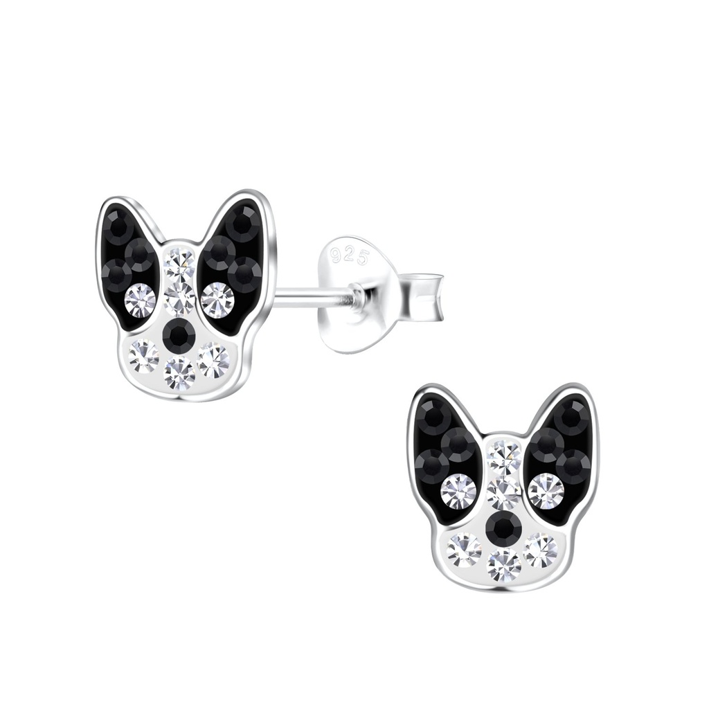 Silver French Bulldog Stud Earrings