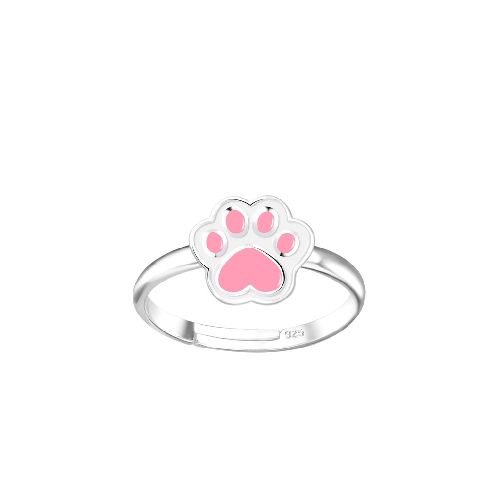 Bague réglable empreinte de patte en argent