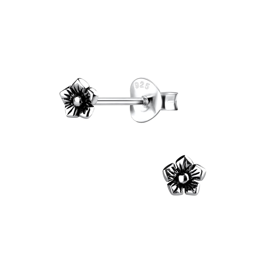 Puces d'oreilles fleur en argent