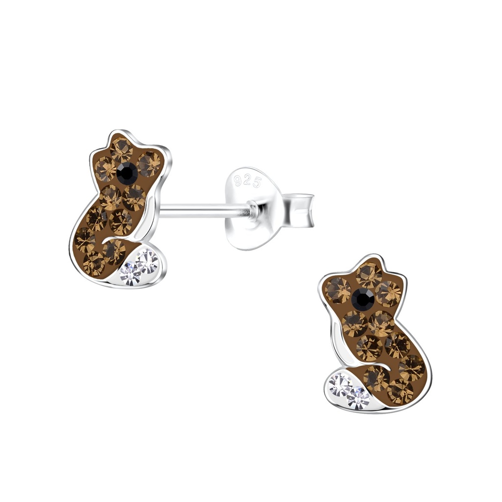 [10029558] Silver Fox Stud Earrings