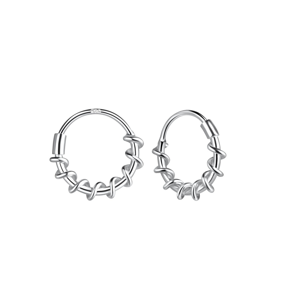 [10012883] 10mm Silver Twisted Hoop Earrings