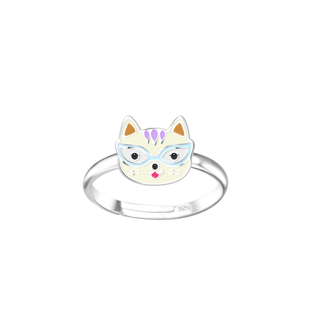 Bague réglable chat en argent