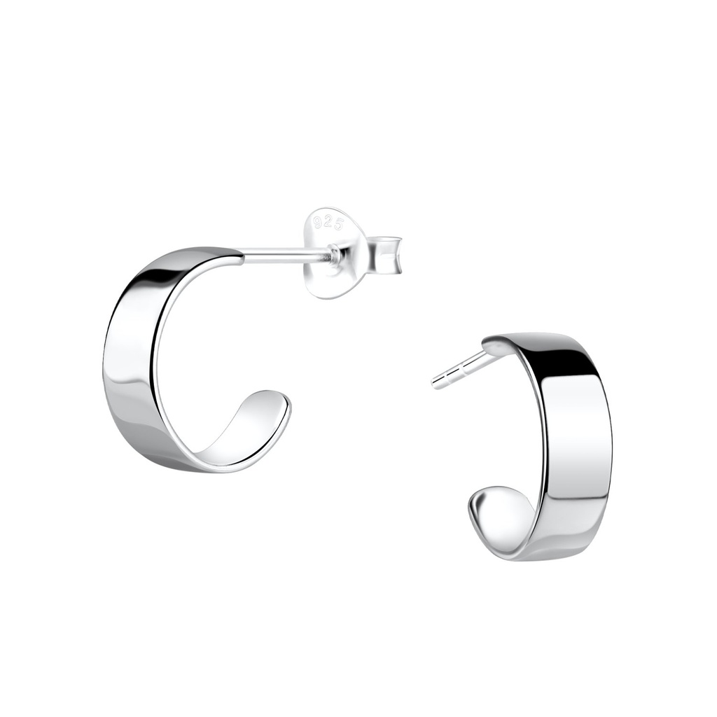 [10029435] Silver Half Hoop Stud Earrings