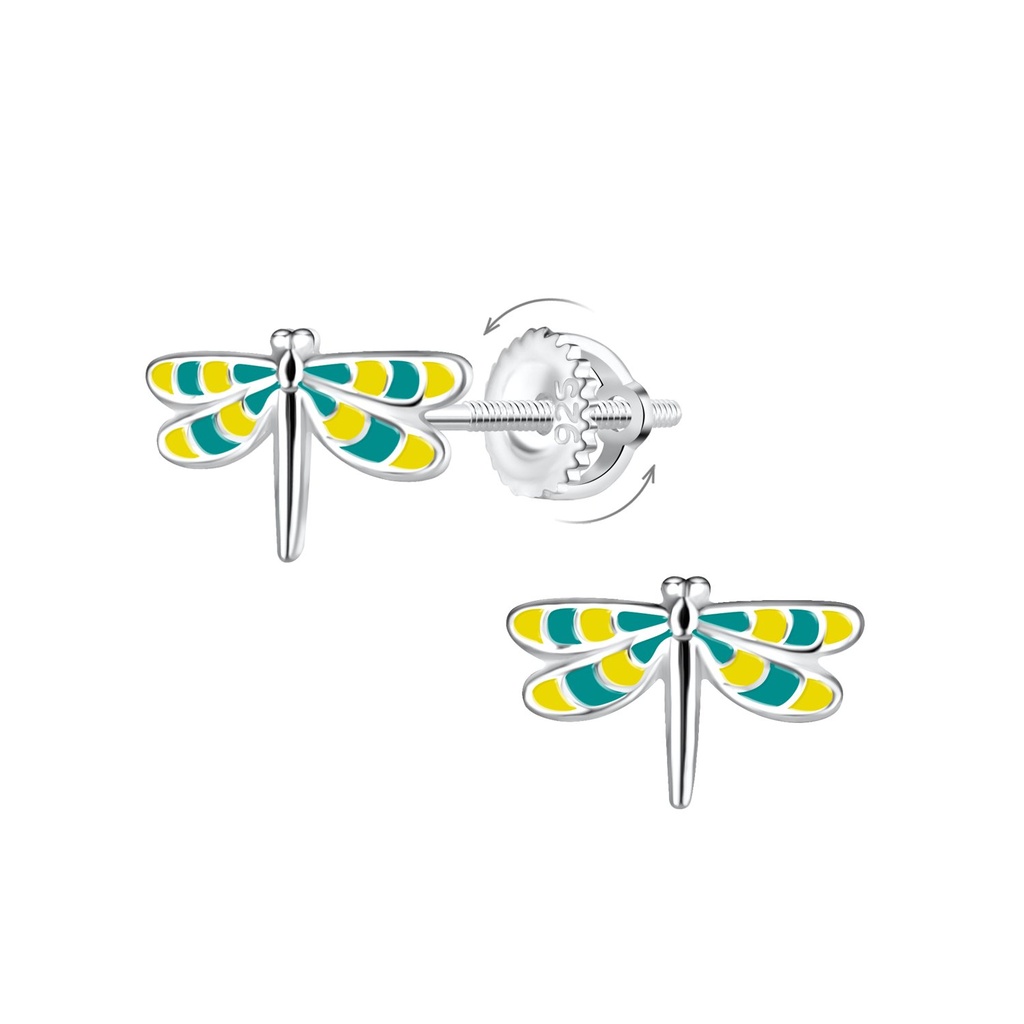 Boucles d'oreilles à fermoir à vis libellule en argent