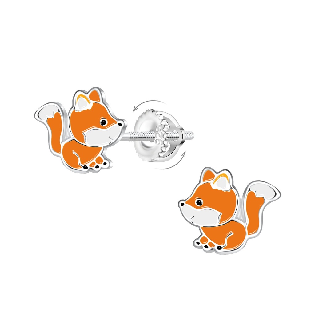 Silver Fox Screw Back Earrings