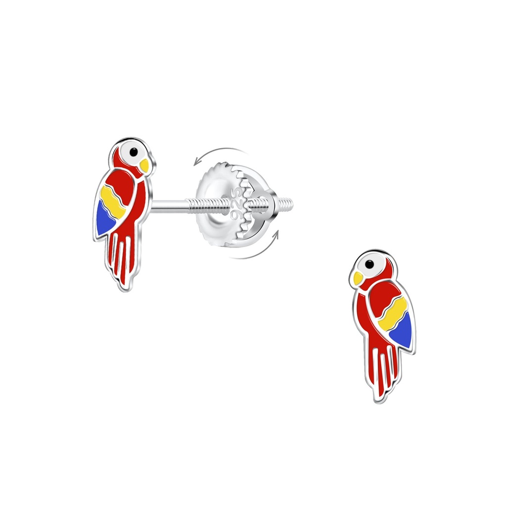 Boucles d'oreilles à fermoir à vis perroquet en argent